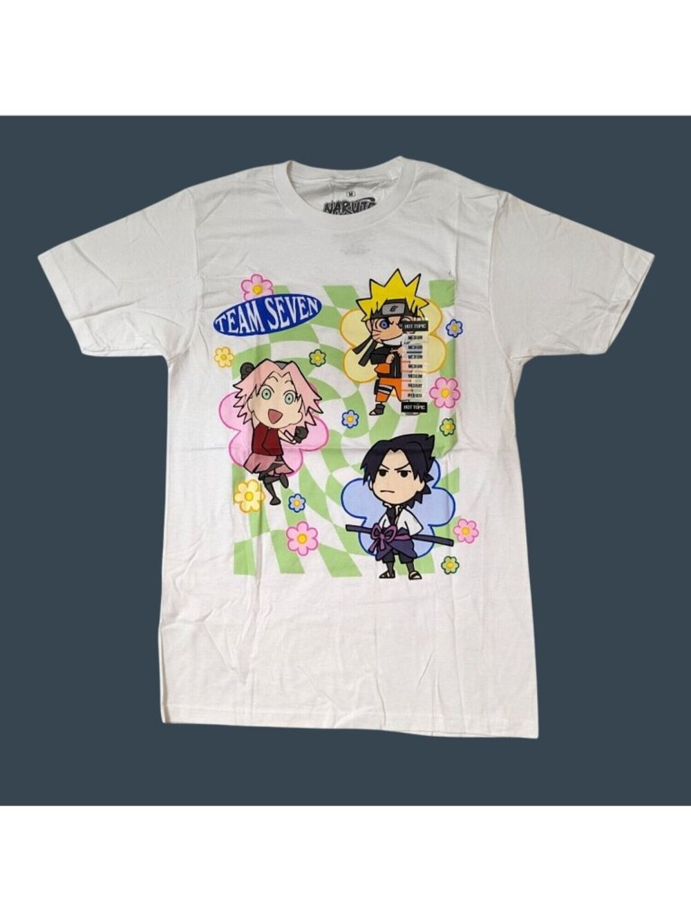 Naruto Shippuden Team 7 Graphic T-Shirt Chibi Anime Y2K Kawaii Streetwear Medium